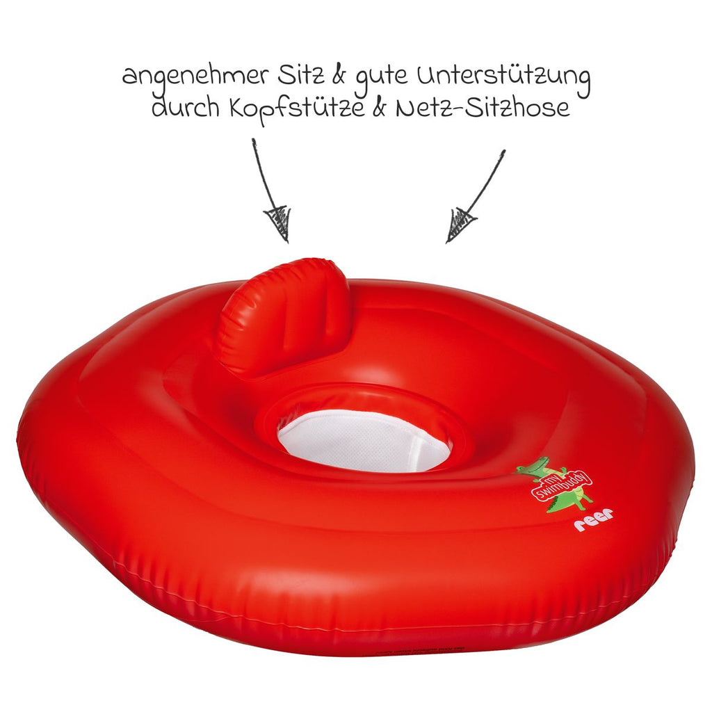 Svømmesete myswimbuddy 6-12 mnd, opptil 11 kg, rød bakside