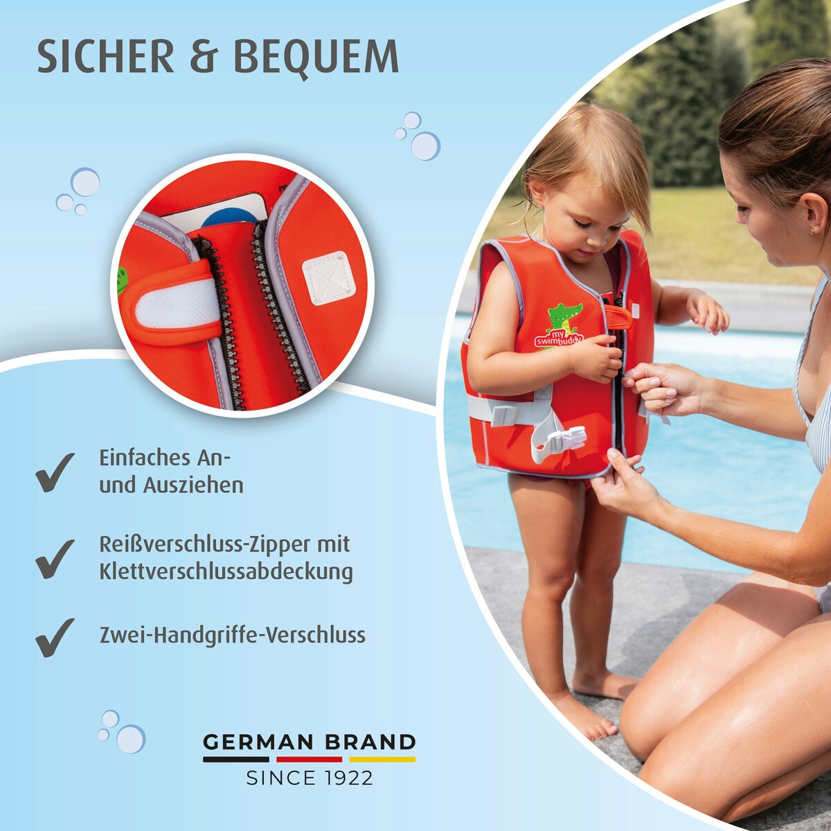 Svømmevest myswimbuddy neopren str. S 15-19 kg pakket til levering