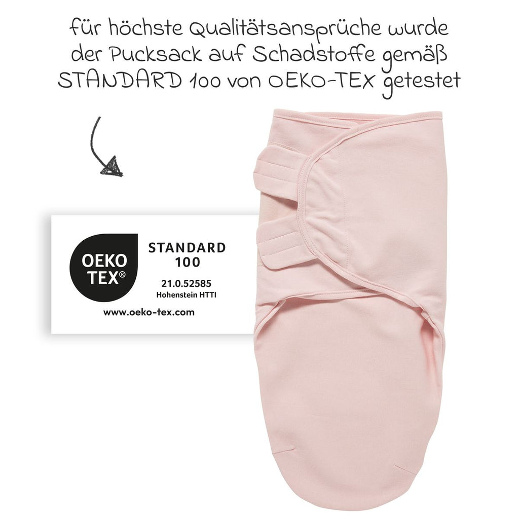 Nærbilde av borrelåsfeste på Svøpepose i bomullsjersey light pink 0-3 måneder - Meyco