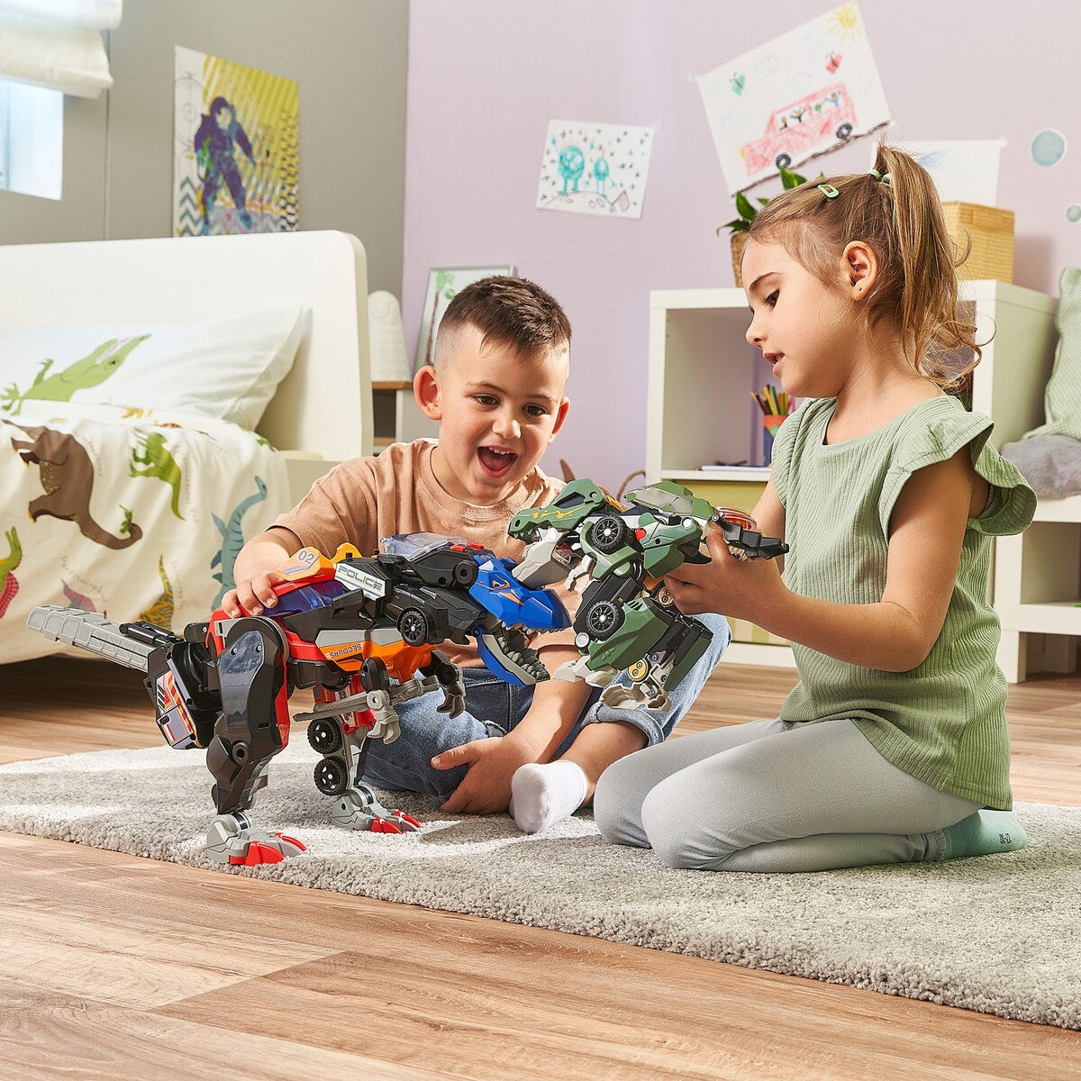 Oversikt over alle former på Switch & Go Dinos 3-i-1 Super-T-Rex