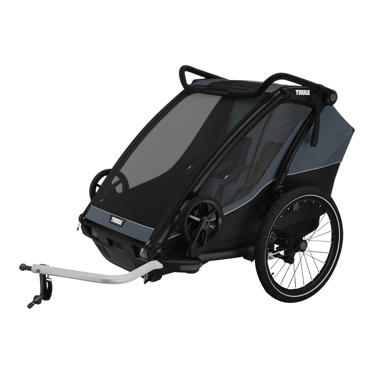 Sykkeltilhenger Chariot Cab2 for 2 barn forfra