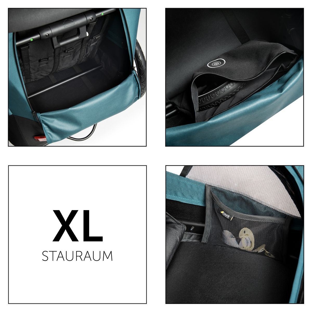 Sykkelvogn 2-i-1 Dryk Duo for 2 barn, 44 kg, havgrønn - Hauck