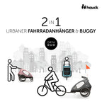 Bakside av Sykkelvogn 2-i-1 Dryk Duo for 2 barn med store luftfylte hjul