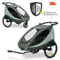 Sykkelvogn 2-i-1 Dryk Duo Plus for 2 barn forfra