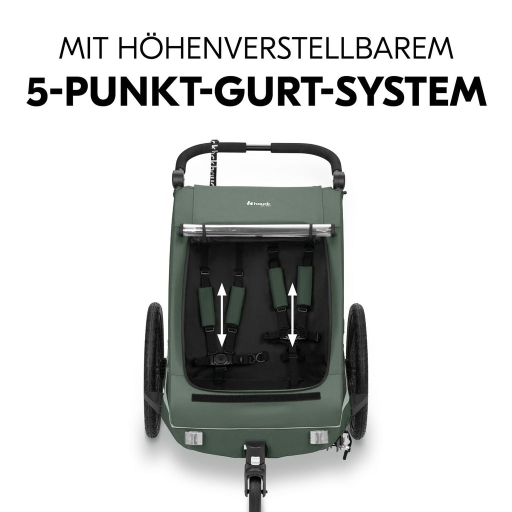 Sykkelvogn 2-i-1 Dryk Duo Plus for 2 barn sammenfoldet