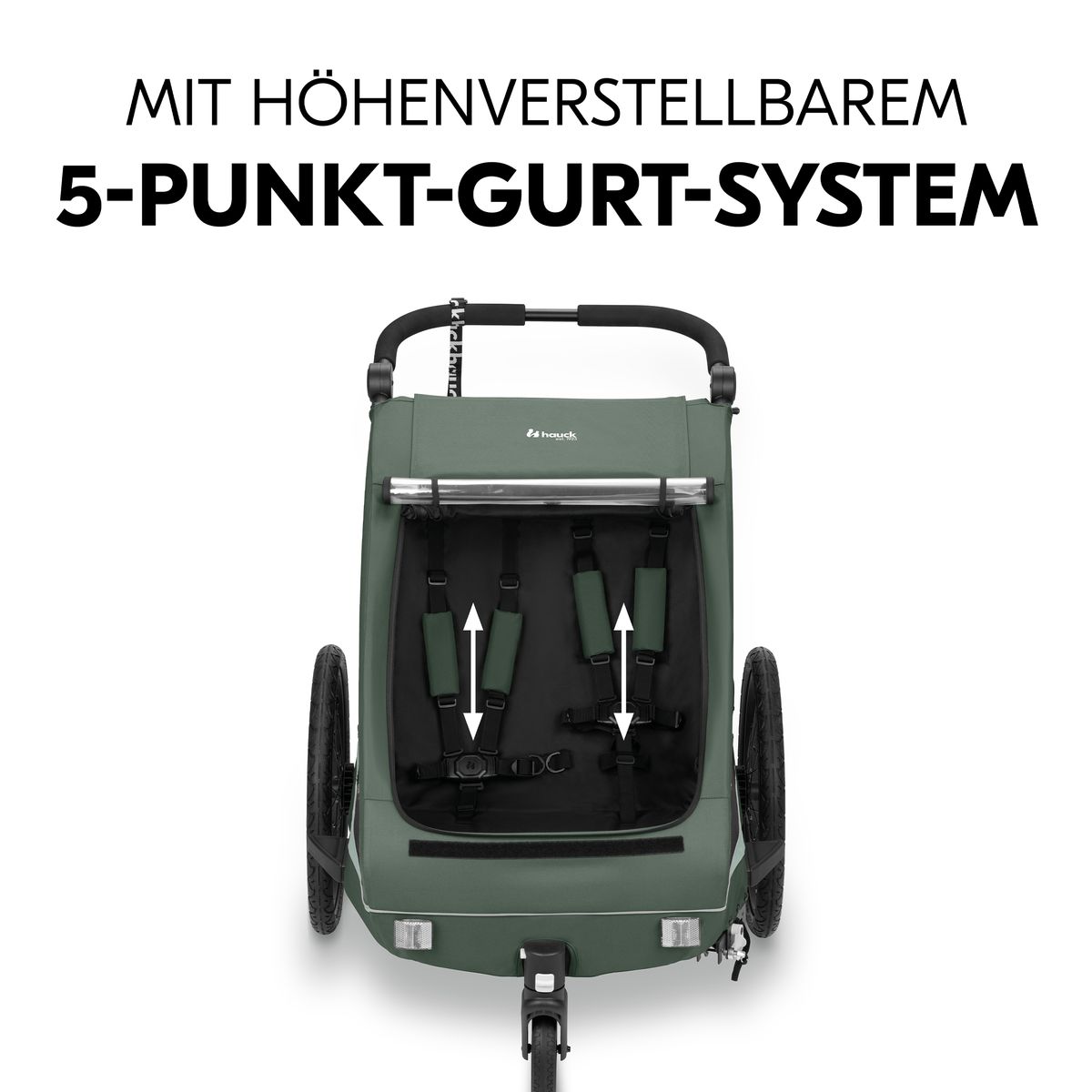 Sykkelvogn 2-i-1 Dryk Duo Plus for 2 barn sammenfoldet