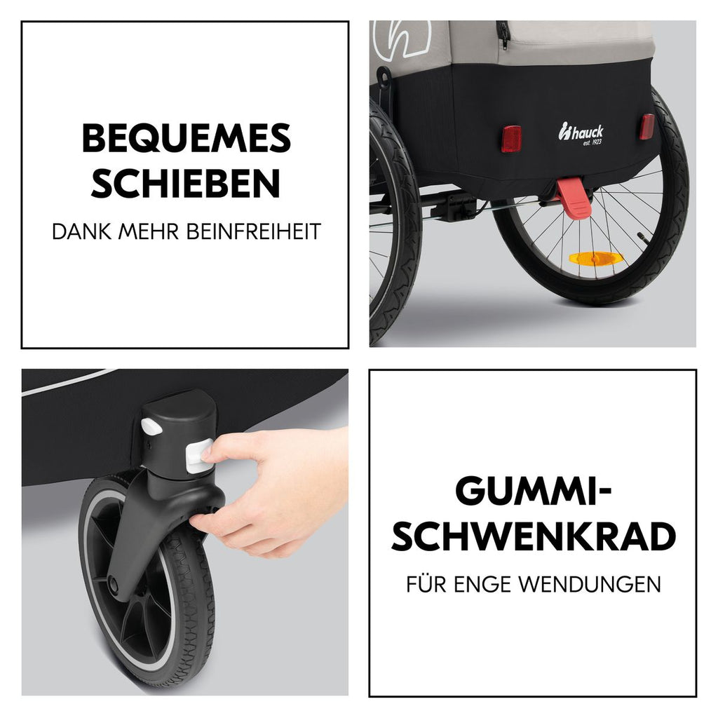 Sykkelvogn Dryk Duo Plus 2-i-1 for 2 barn svart med buggyrad