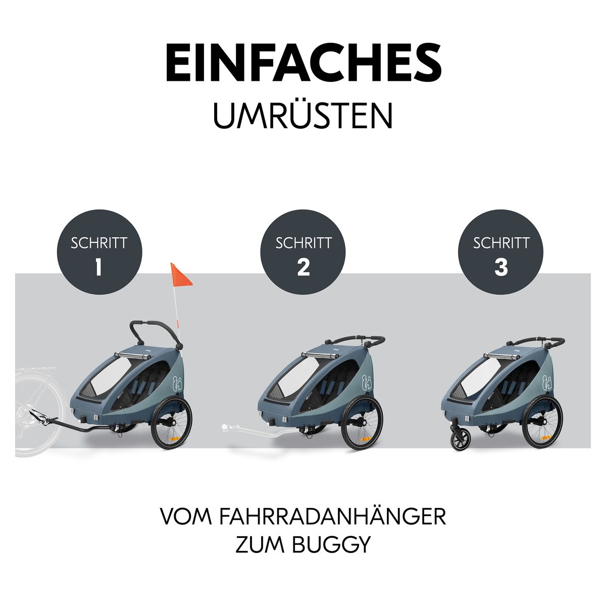 Sykkelvogn Dryk Duo Plus 2-i-1 detalj av hjul