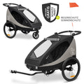 Sykkelvogn 2-i-1 Dryk Duo Plus for 2 barn forfra