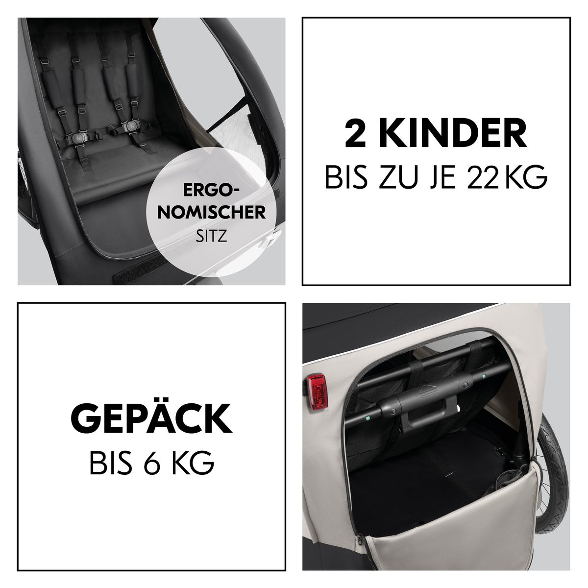 Sykkelvogn 2-i-1 Dryk Duo Plus med regntrekk