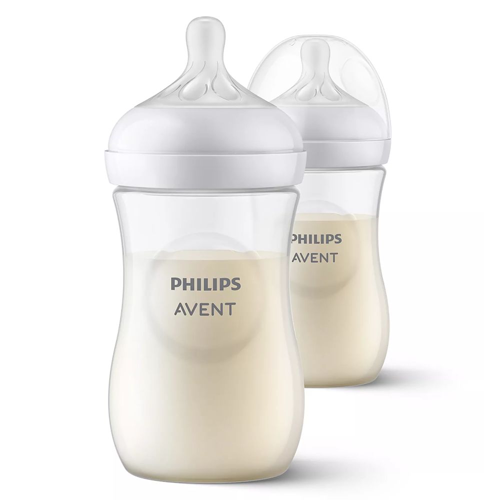 Tåteflaske 2-pak Natural Response 260 ml med silikonsmokk 1M+ - Philips Avent forfra