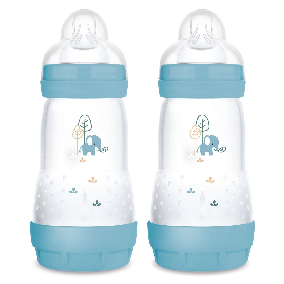 Tåteflaske 2-pakning Easy Start Anti-Colic 260 ml blå forfra