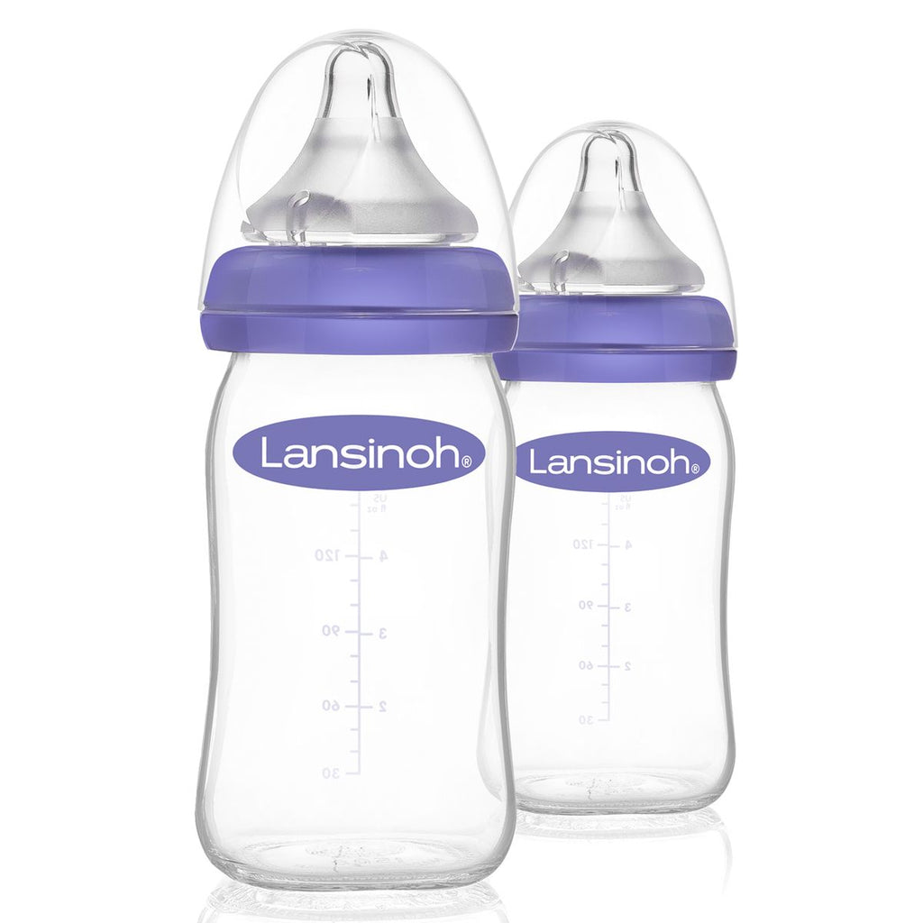 Tåteflaske i glass 2-pakning 160 ml NaturalWave str. S - Lansinoh forfra