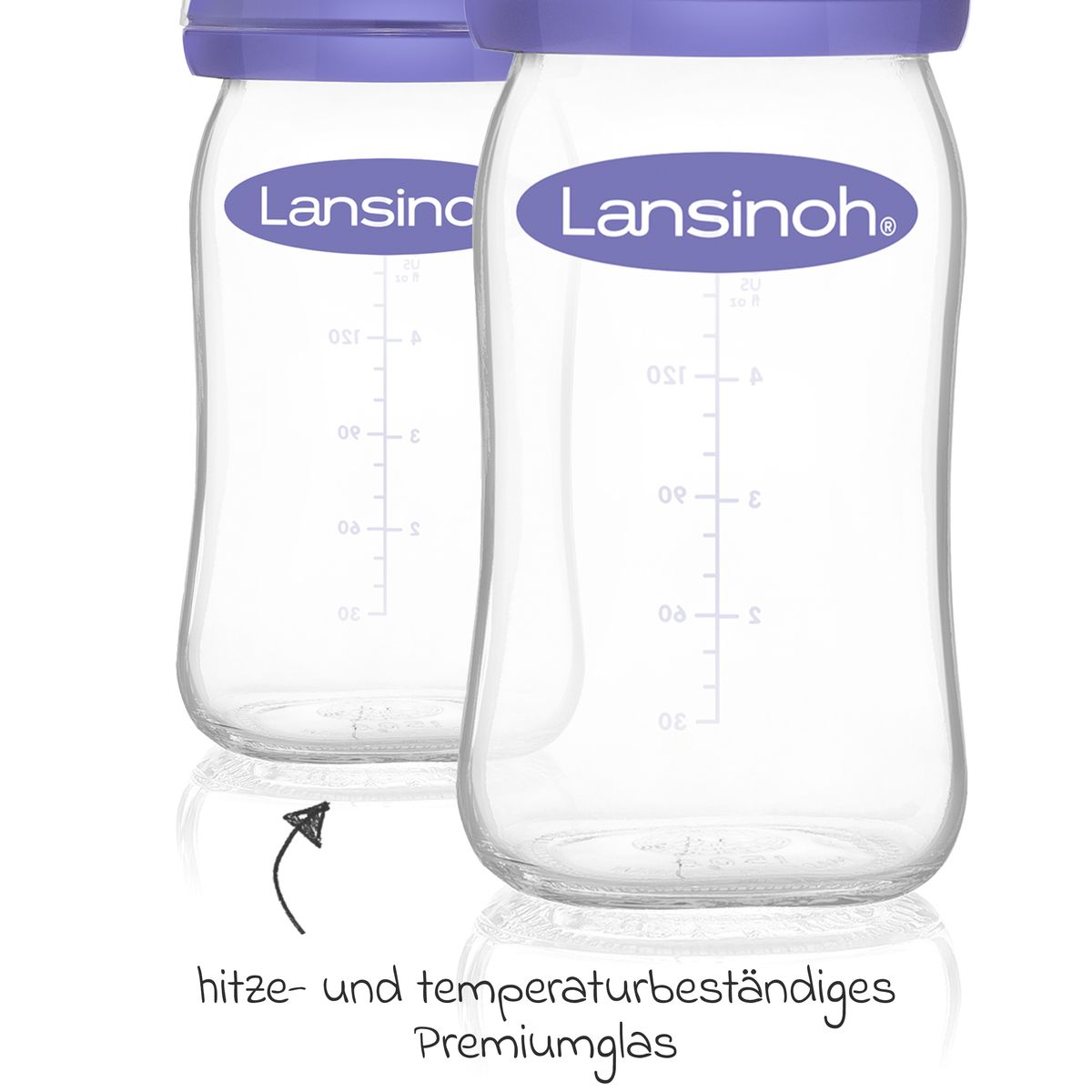 Detalj av NaturalWave silikonsmokk på Tåteflaske i glass 2-pakning 160 ml NaturalWave str. S - Lansinoh