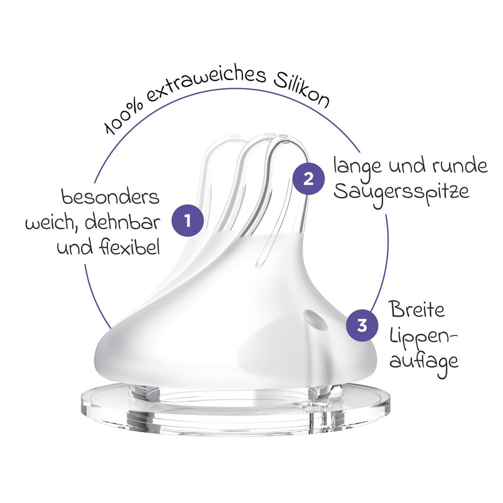Tåteflaske i glass 2-pakning 160 ml NaturalWave str. S - Lansinoh holdt i hånden
