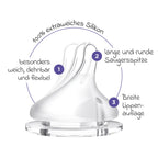 Tåteflaske i glass 2-pakning 160 ml NaturalWave str. S - Lansinoh holdt i hånden