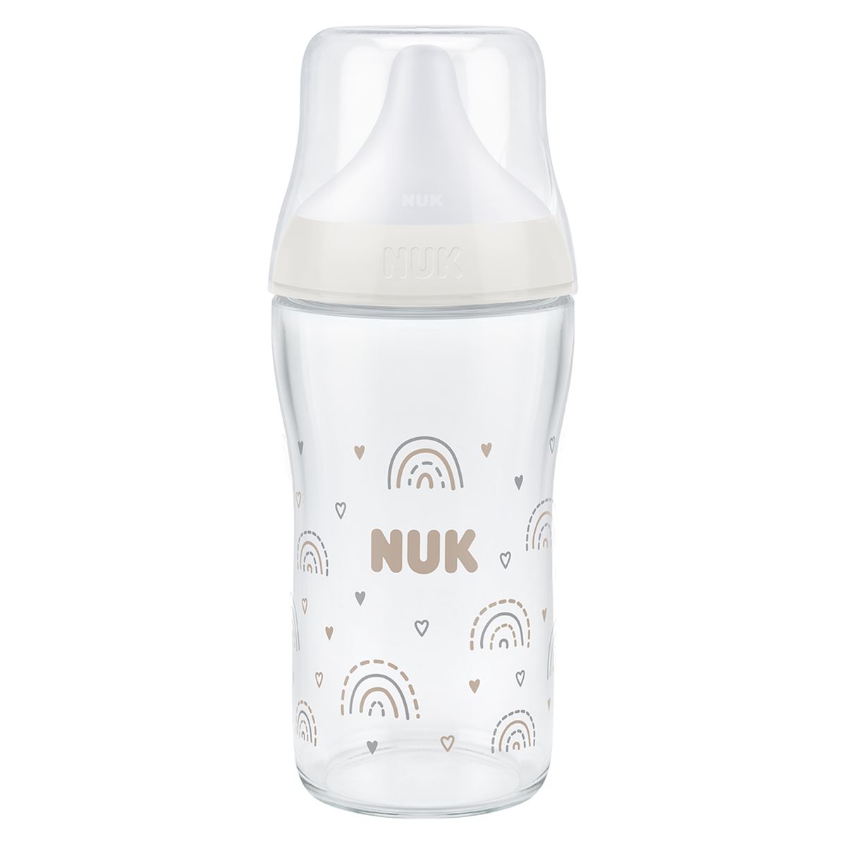 Tåteflaske i glass Perfect Match med silikonsmokk 230 ml - Nuk forfra