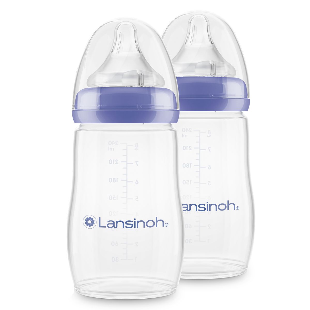 Tåteflaske i plast 2-pakning 240 ml NaturalWave str. M forfra