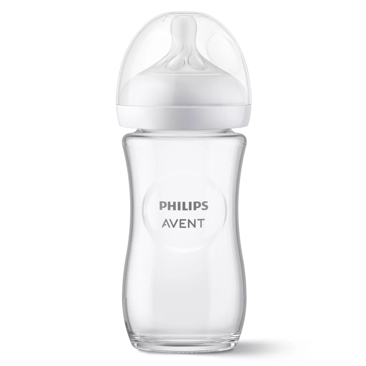 Tåteflaske i glass Natural Response 240 ml, smokk 1M+ fra Philips Avent forfra
