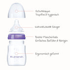 Tåteflaske i plast 2-pakning 160 ml NaturalWave str. S Lansinoh bakside