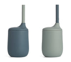 Tåtekopp Ellis 2-pack silikon 230 ml whale blue mix forfra