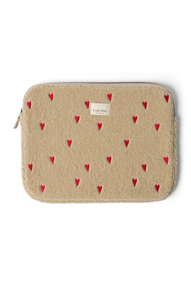 Teddy laptopveske 15 tommer ecru Hearts forfra