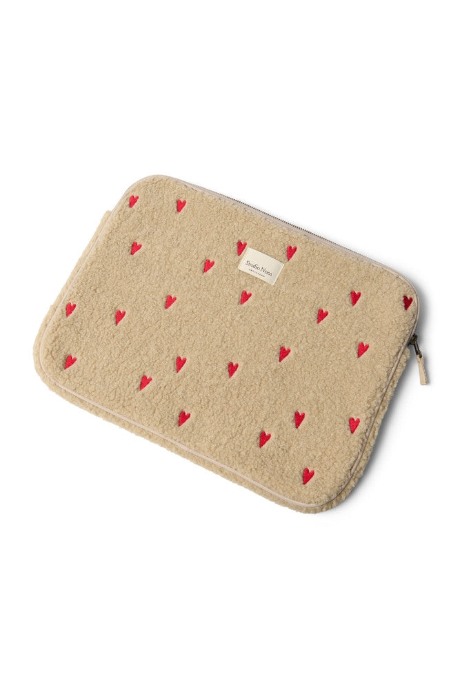 Teddy laptopveske 15 tommer ecru Hearts bakside