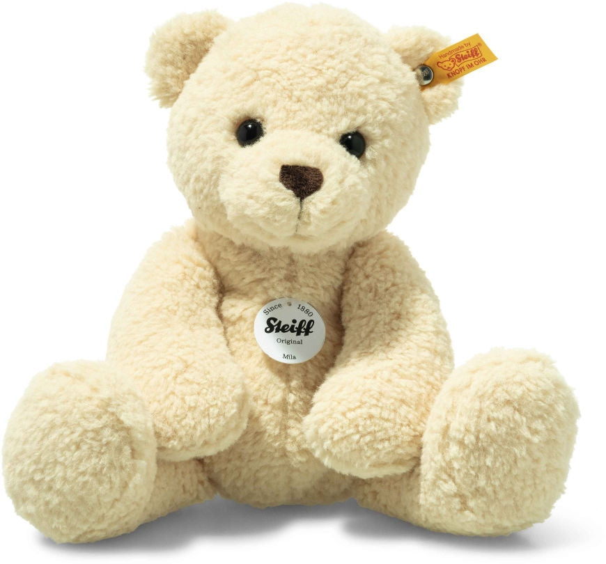 Teddybjørn Mila 30 cm vaniljegul teddyfleece forfra