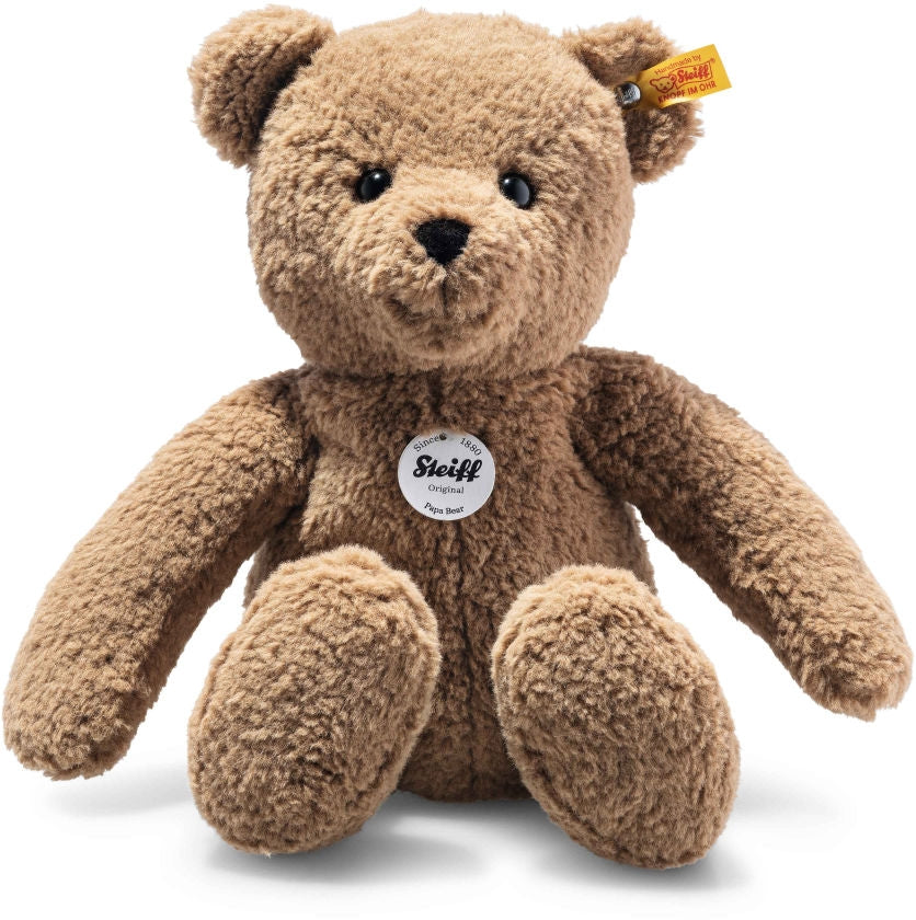Teddybjørn Papa 36 cm tobakksbrun i teddyfleece forfra