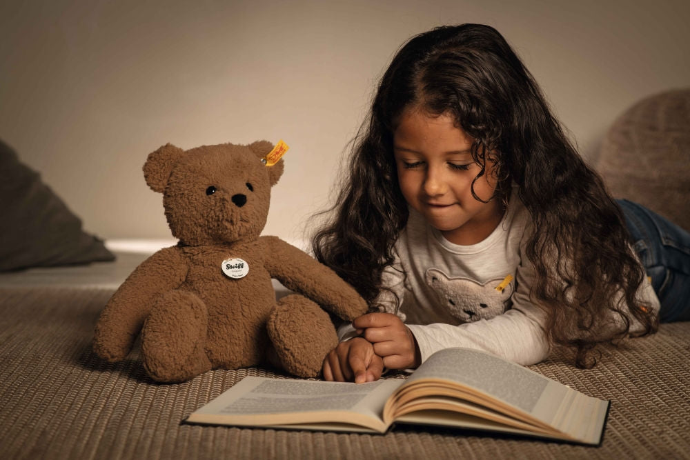 Teddybjørn Papa 36 cm tobakksbrun i teddyfleece detalj