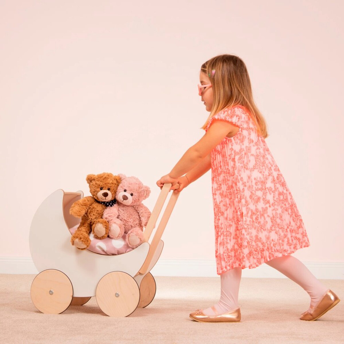 Teddybjørn Rufus i plysj 30 cm fra fødsel detalj