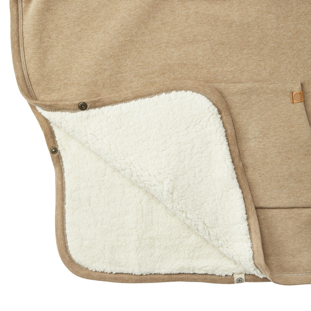 Teddyponcho brun, økologisk bomull - Cloby bakside
