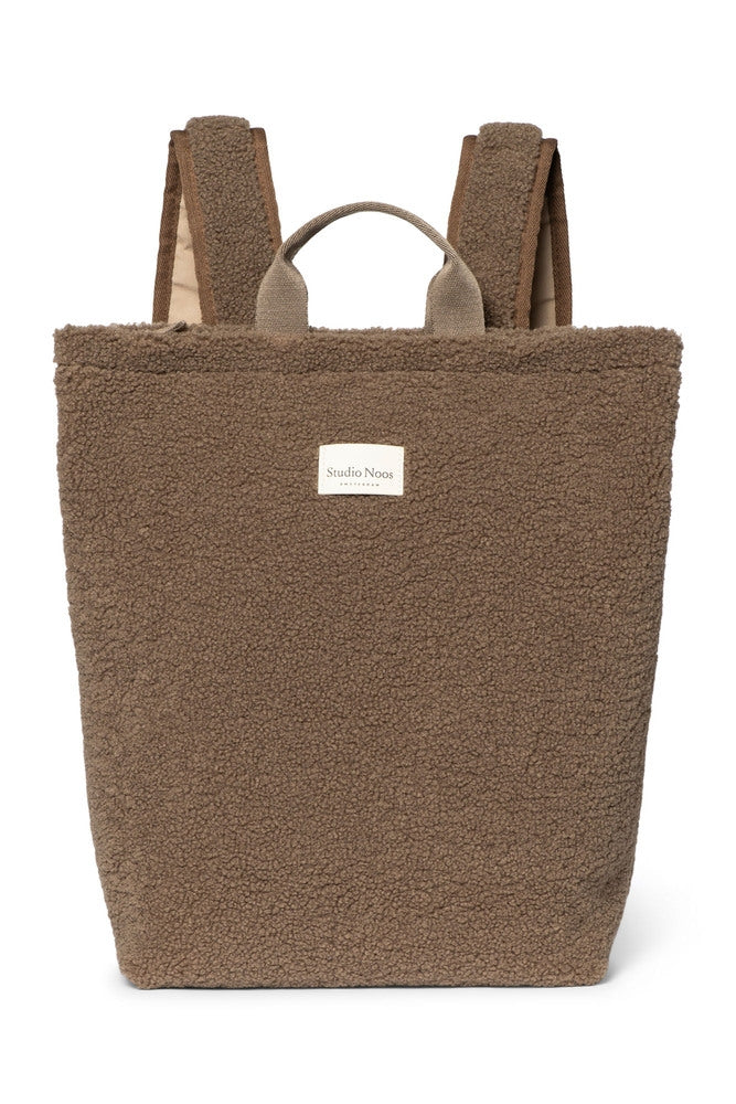 Teddyryggsekk for voksne brun 41x39 cm forfra