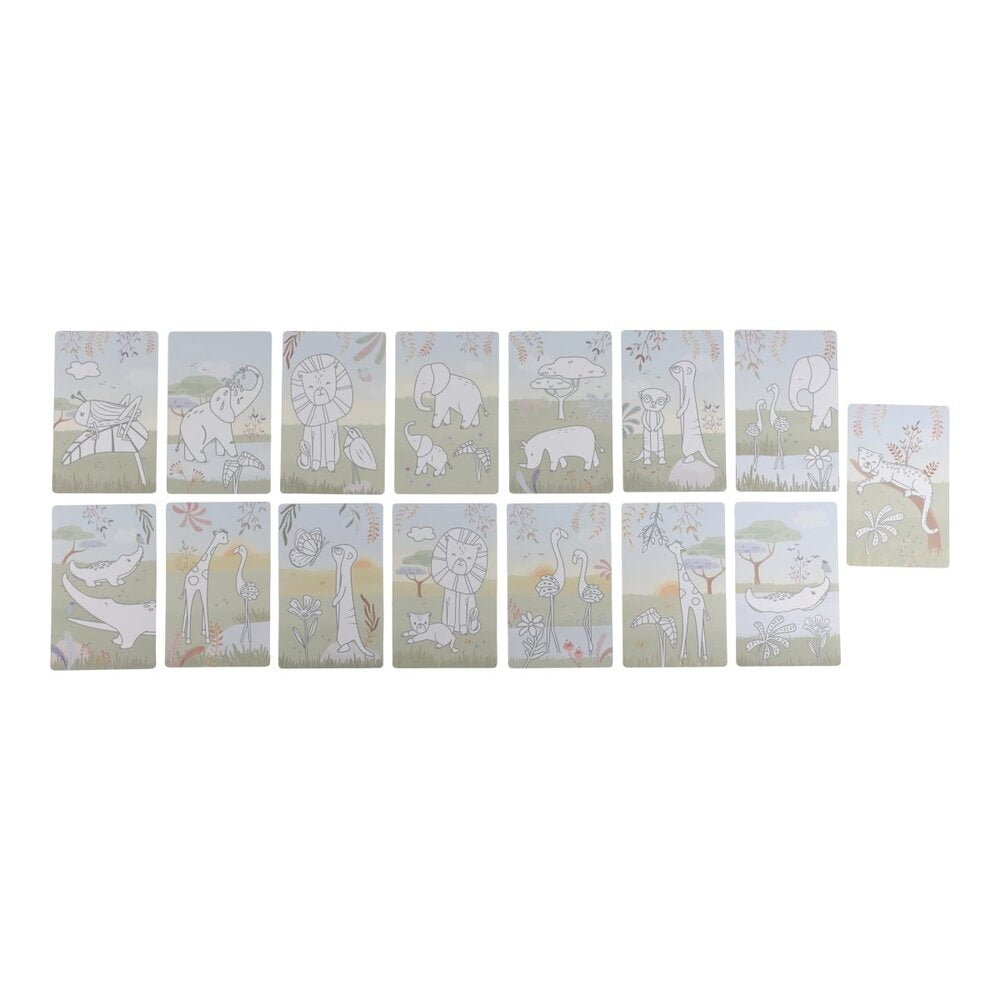 Tegnetablet Safari Friends med 30 maler - Little Dutch