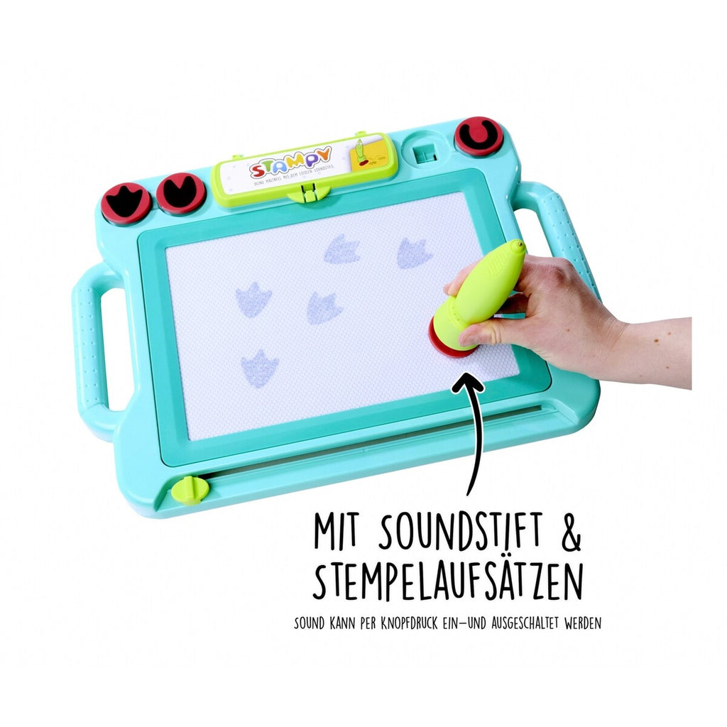Tegnetavle med lydpenn Stampy og 4 dyrestempler bakside