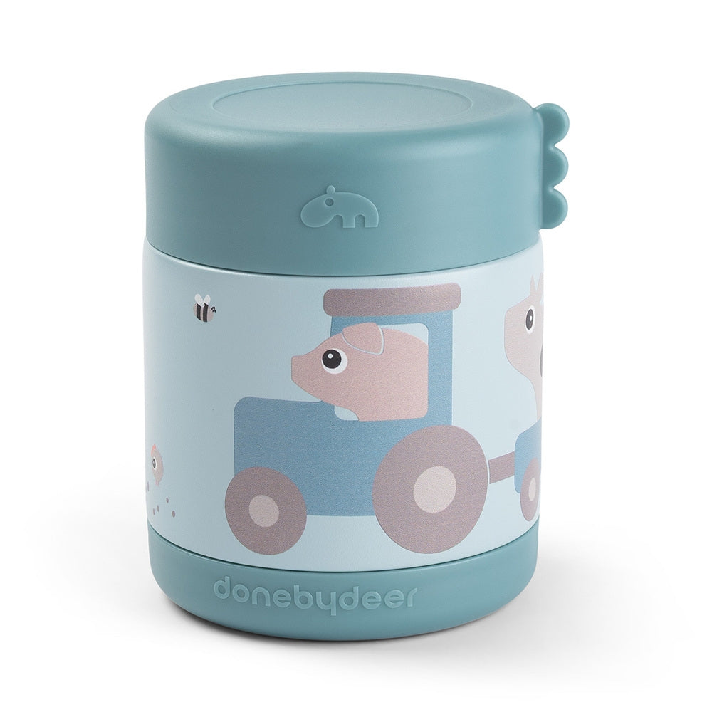 Termos matbeholder 300 ml Tiny Farm blå forfra