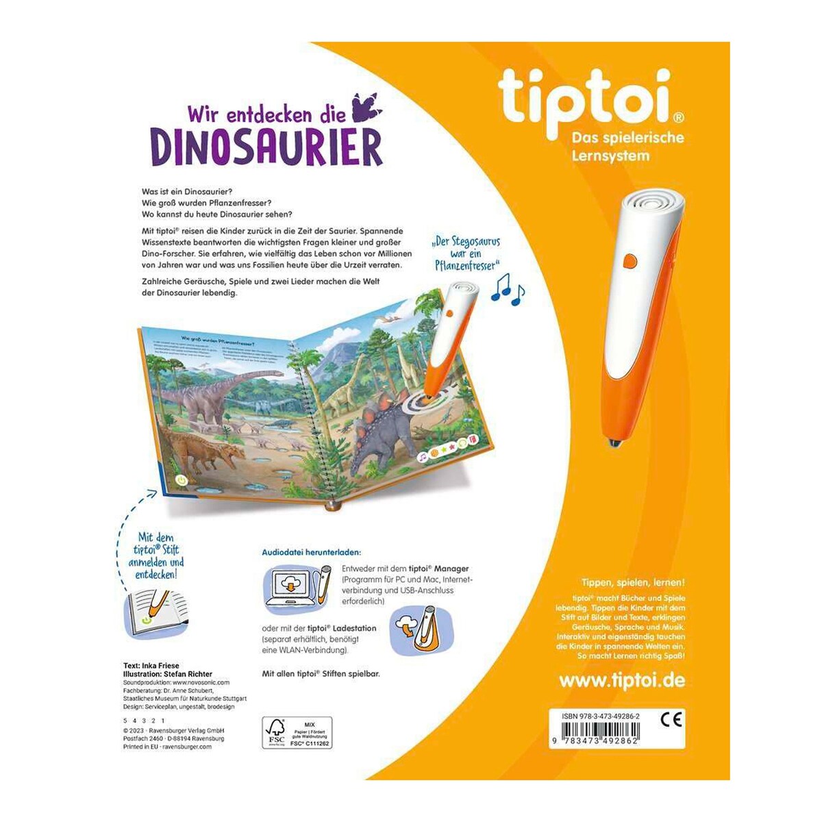 nærbilde av illustrasjon i tiptoi® bok vi oppdager dinosaurene fra 4 år