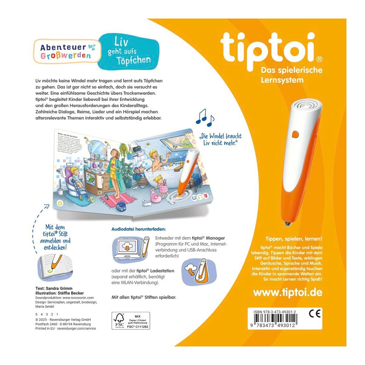 tiptoi® interaktiv bok Liv geht aufs Töpfchen med tiptoi®-stift