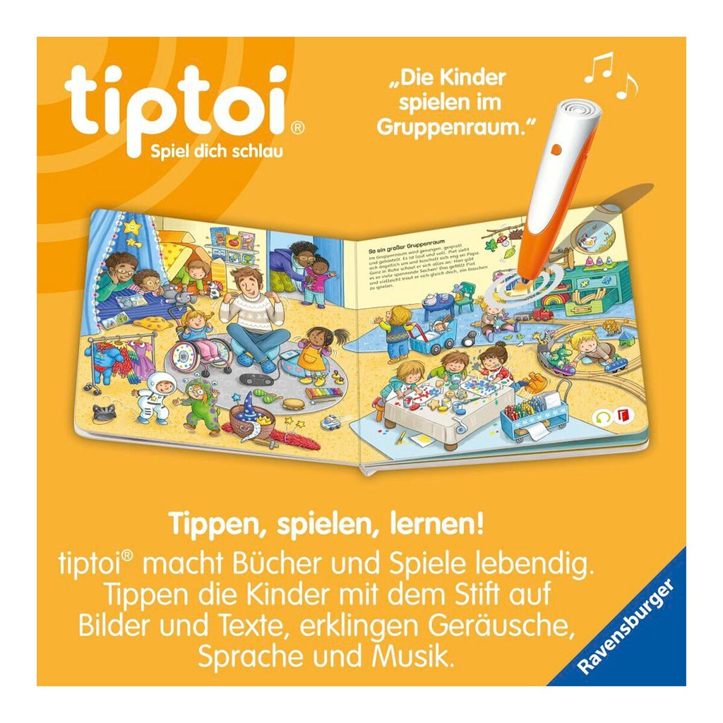 detalj av tiptoi® interaktiv bok "Piet kommt in den Kindergarten" side