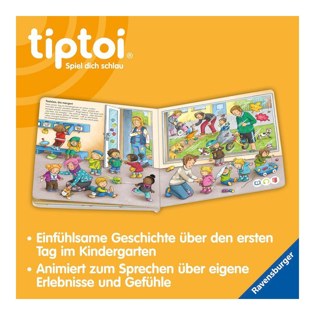 montert tiptoi® interaktiv bok "Piet kommt in den Kindergarten" side
