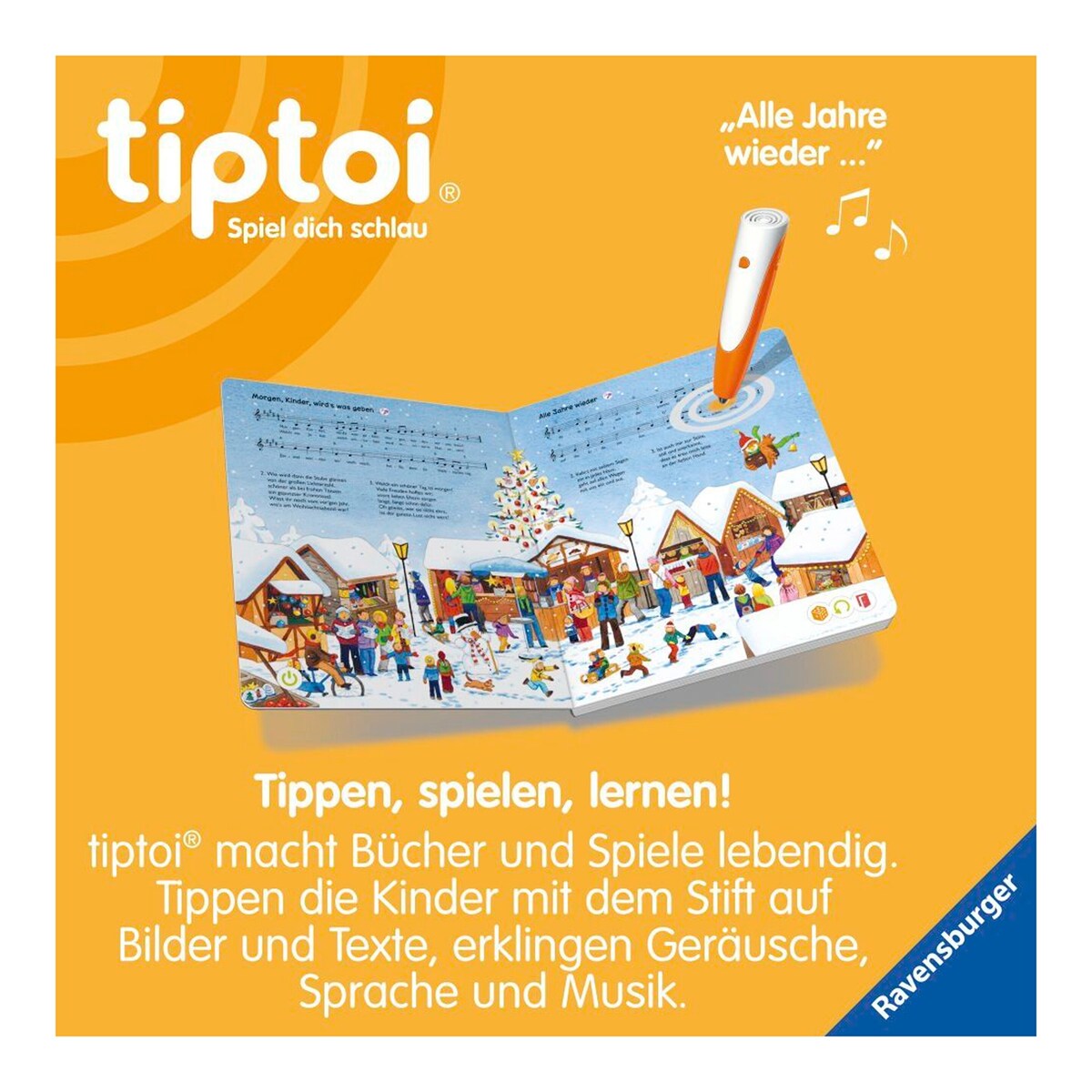 detalj av tiptoi® interaktiv julebok med sanger side