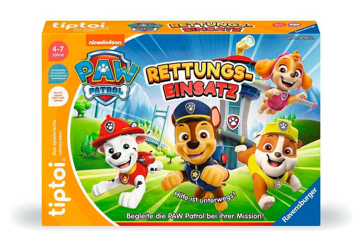 Tiptoi redningsoppdrag Paw Patrol brettspill forfra