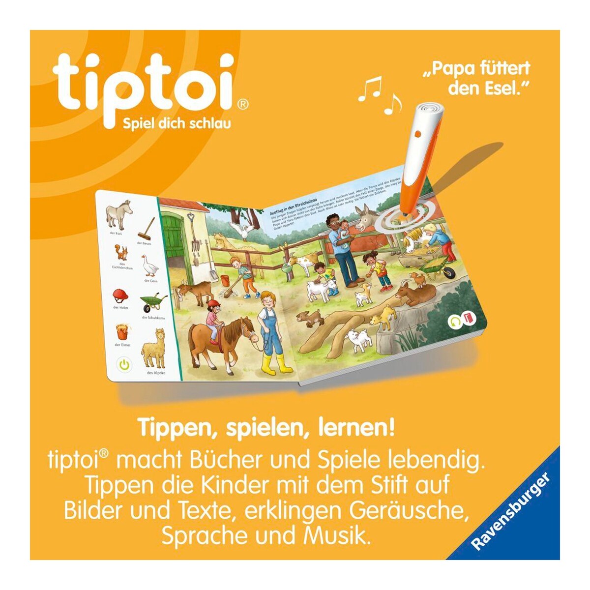detalj av illustrasjon i tiptoi® interaktiv bok Suchen und Entdecken Meine Tiere