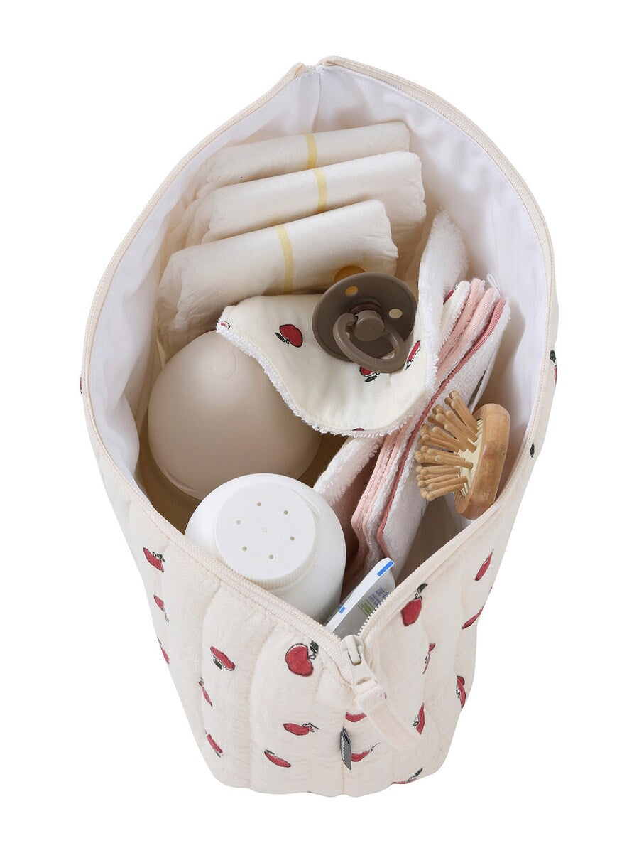 Toalettmappe for baby i musselin bomull 25x18 cm montert
