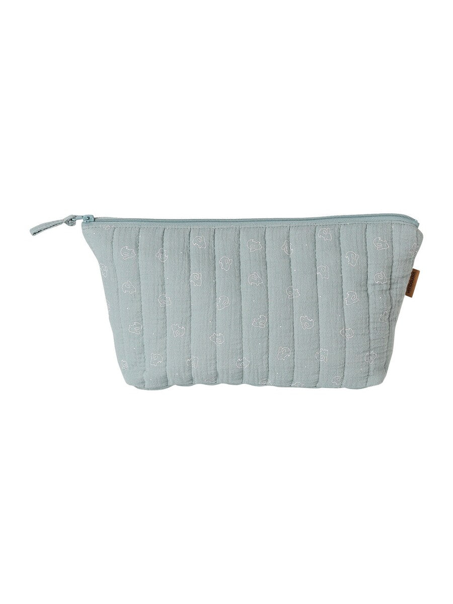 Toalettmappe for baby i musselin bomull 25x18 cm med åpen glidelås
