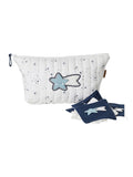 Toalettmappe for barn med quilting bomull 25x18 cm forfra