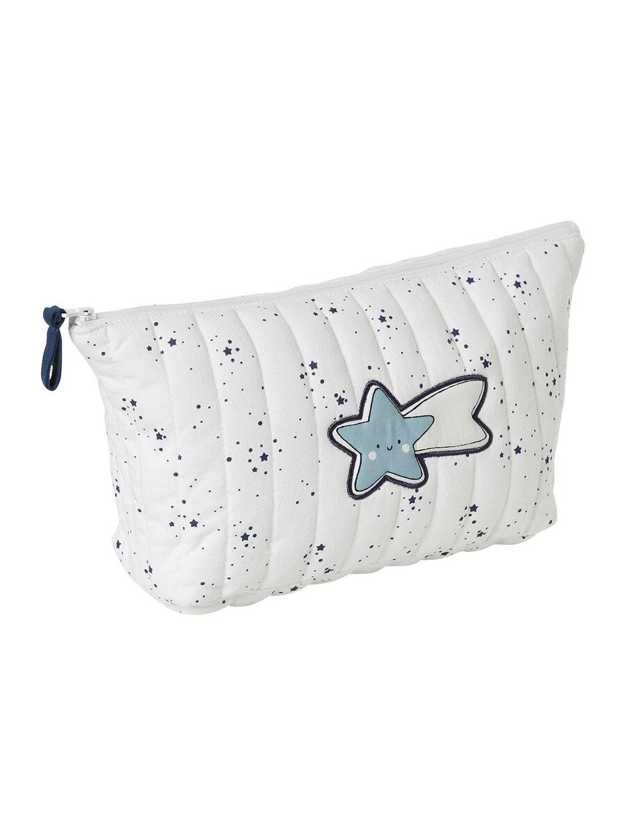 Bakside av toalettmappe for barn med quilting bomull 25x18 cm