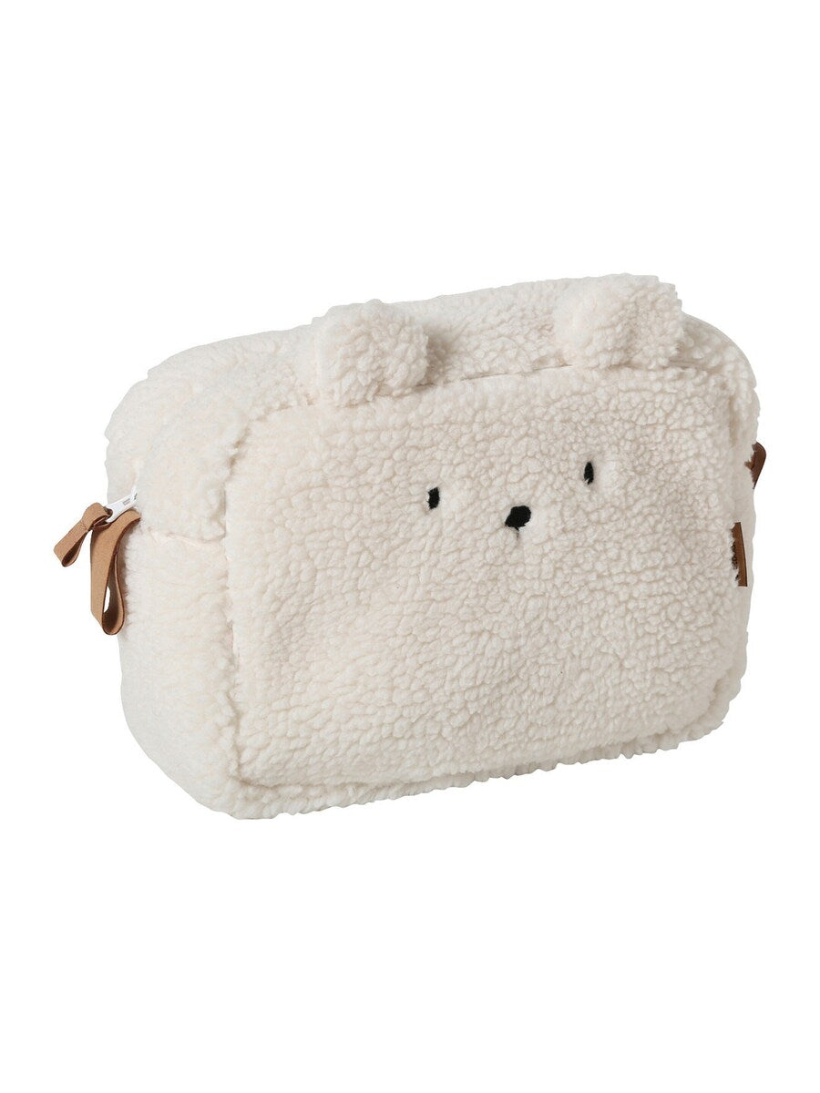 Toalettmappe for barn i teddyfleece polyester 25x10x18 cm forfra