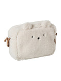 Toalettmappe for barn i teddyfleece polyester 25x10x18 cm forfra
