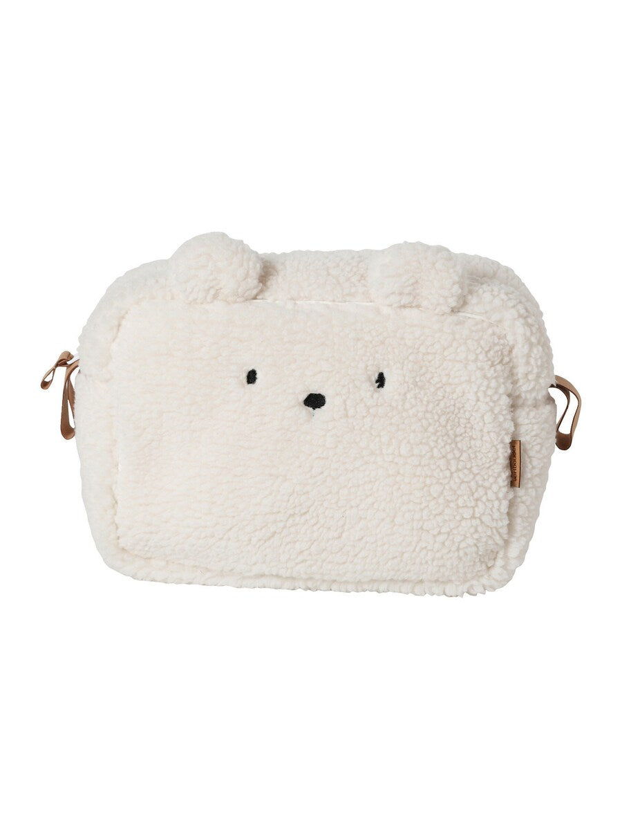 Toalettmappe for barn i teddyfleece polyester 25x10x18 cm bakside